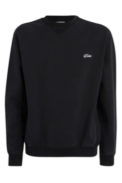 Drôle De Monsieur Cotton Crew-neck Ribbed Sweater In Bl
