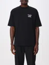 Drôle De Monsieur Blue Crewneck T-shirt With Slogan Print On The Front And Back In Cotton Man In Black