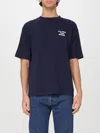 Drôle De Monsieur Blue Crewneck T-shirt With Slogan Print On The Front And Back In Cotton Man In Blue