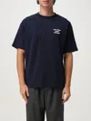 Drôle De Monsieur Blue Crewneck T-shirt With Slogan Print On The Front And Back In Cotton Man In Blue