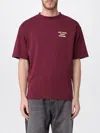Drôle De Monsieur Cotton Graphic T-shirt In Burgundy