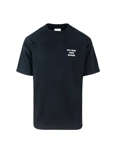 Drôle De Monsieur Black Crewneck T-shirt With Slogan Print On The Front And Back In Cotton Man