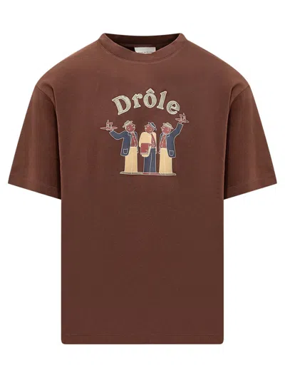 Drôle De Monsieur T-shirt With Logo In Brown