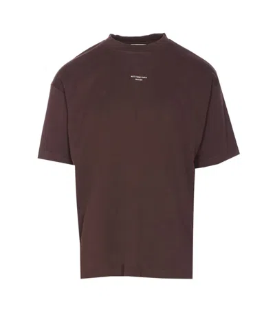 Drôle De Monsieur Crewneck Logo Print T-shirt In Brown