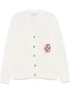 Drôle De Monsieur Textured Knit White Sweater With V-neckline In White