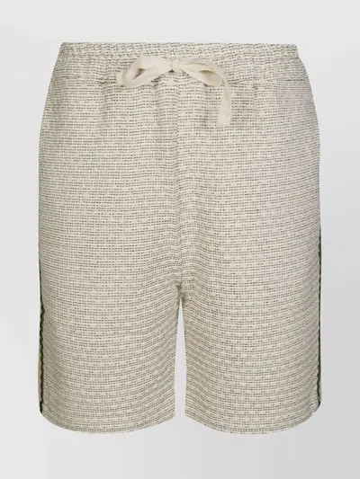 Drôle De Monsieur Cotton Blend Shorts With Drawstring In Beige