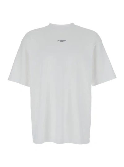 Drôle De Monsieur 'slogan Classique' White Classic T-shirt With Logo Print In Cotton Blend Man