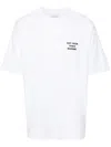 Drôle De Monsieur White Crewneck T-shirt With Slogan Print On The Front And Back In Cotton Man In Bianco