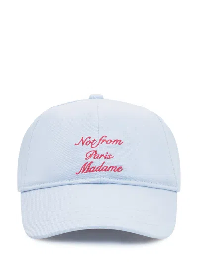 Drôle De Monsieur Drole De Monsieur Trendy Hat With Ricamo Slogan In Light Blue