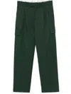 Drôle De Monsieur Straight Leg Cargo Wool Pants With Pleats In Green