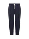 Drôle De Monsieur Elastic Waistband Cropped Cargo Trousers In Navy
