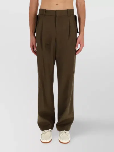 Drôle De Monsieur Utility Cargo Trousers Pleated Front In Brown