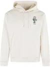 Drôle De Monsieur Hooded Sweatshirt With Logo And Pouch Pocket In Cream