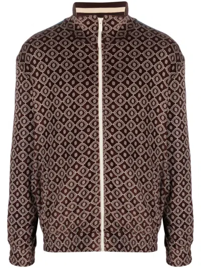 Drôle De Monsieur Geometric-print Bomber Jacket In Brown