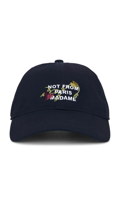 Drôle De Monsieur Vine Embroidered Slogan Cap In Blue