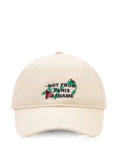 Drôle De Monsieur Vine-embroidered Cap In Neutral