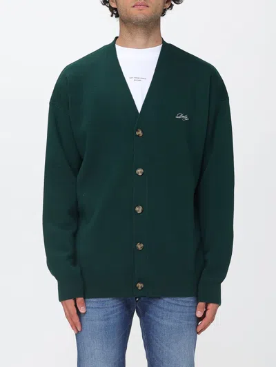 Drôle De Monsieur V-neck Wool Cardigan With Embroidered Logo In Green