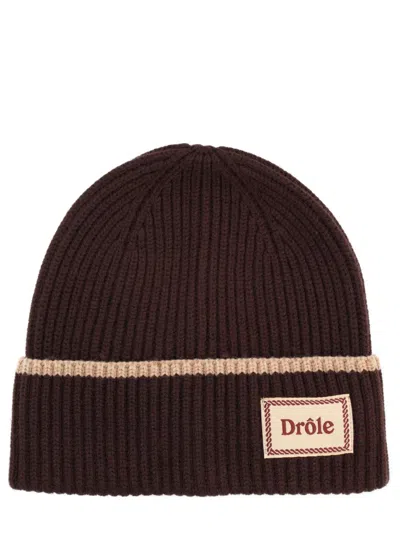 Drôle De Monsieur Wool Cap Folded Brim Ribbed Texture In Burgundy