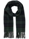 Drôle De Monsieur Wool Scarf With Embroidered Check Pattern In Grey