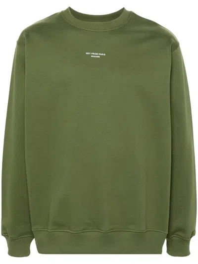 Drôle De Monsieur Le Sweatshirt Slogan Classique Top In Green