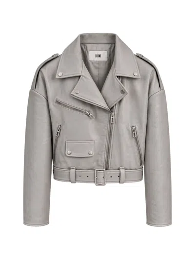 Drome Belted Cropped Leather Jacket In Black