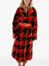Drome Belted Houndstooth Shearling Coat In Multi
