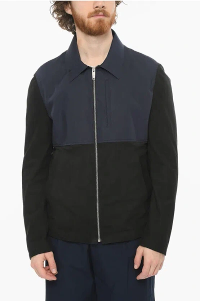 Drome Jacket With Leather Inserts And Sleeves In Blue