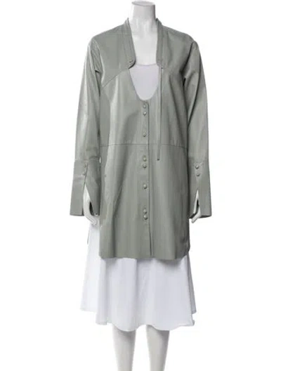 Pre-owned Drome Lamb Leather Trench Coat In Gray