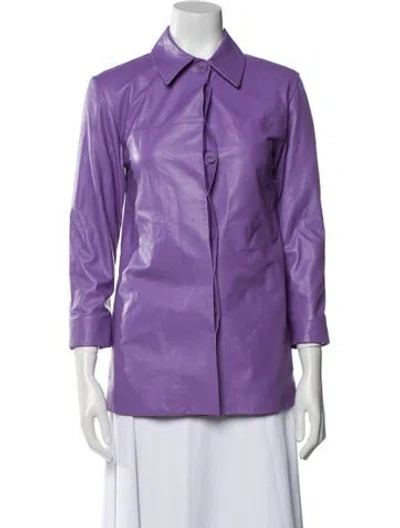 Pre-owned Drome Leather Biker Jacket In Purple