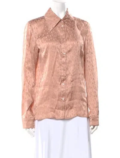 Pre-owned Drome Patterned Long Sleeve Blouse W/ Tags In Neutral