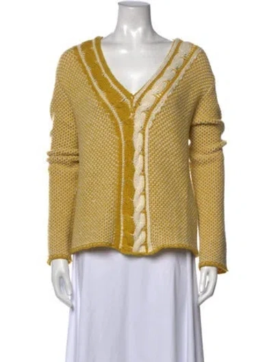 Pre-owned Drome Patterned V-neck Sweater In Yellow