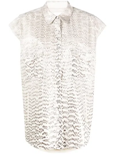 Drome Snakeskin-effect Leather Shirt In White