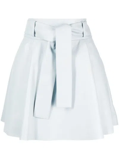 Drome Tied-waist Leather Skirt In White