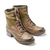 Dromedaris Women Kara Scrunched Leather & Suede Boot In Olive In Green