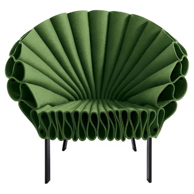 Pre-owned Dror Benshetrit Peacock Armchair Made Of Crumpled Sheets Of Felt In Green By Dror For Cappellini