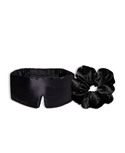 Drowsy Silk Mask And Padded Scrunchie Set In Black