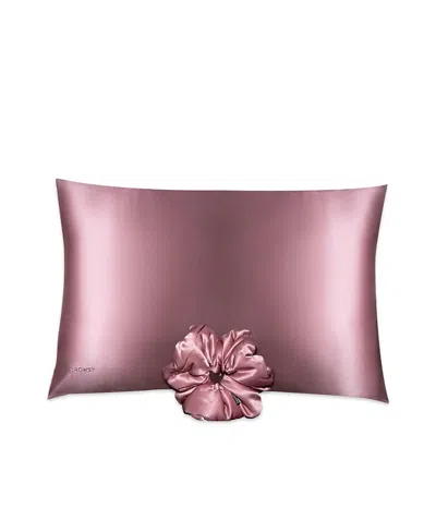 Drowsy Silk Standard Pillowcase And Padded Scrunchie Set In Multi
