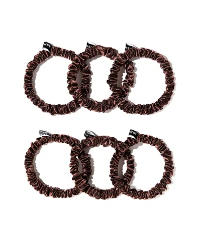 Drowsy Skinny Scrunchie, Set Of 6 In Brown