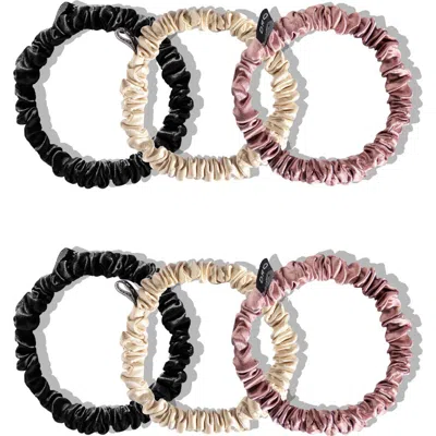Drowsy Sleep Co . Skinny Scrunchie Set In Pink, Black & Gold
