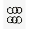 DROWSY SLEEP CO DROWSY SLEEP CO WOMEN'S BLACK DROWSY MINI LOGO-EMBELLISHED PACK OF SIX SILK SCRUNCHIES