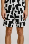 D.rt Geometric Print Swim Trunks In Black
