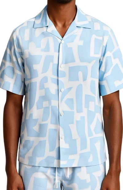 D.rt Short Sleeve Geo Camp Shirt In Blue