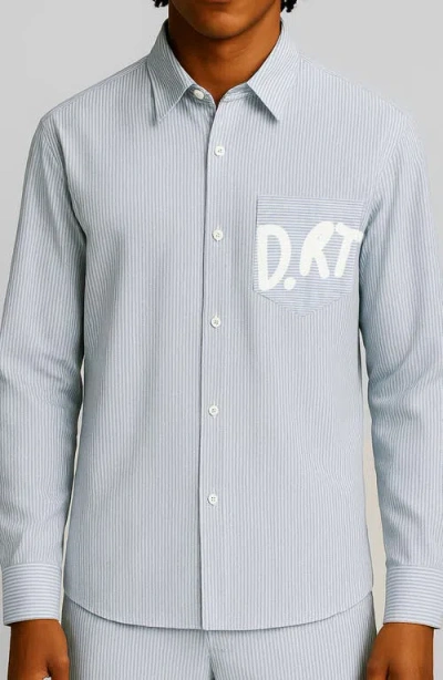 D.rt Stripe Button-up Cotton Blend Oxford Shirt In Blue