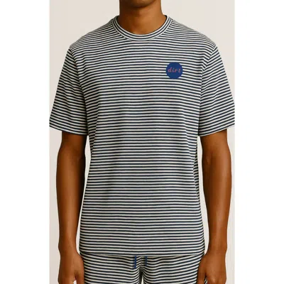 D.rt Vacay Stripe Lyocell & Linen Blend T-shirt In Black