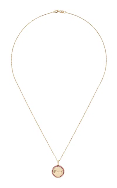 Dru Live/love 14k Yellow Gold Diamond; Ruby Necklace