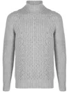 Drumohr Aran-knit Roll-neck Jumper In Grey