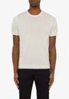 Drumohr Crew Neck T-shirt In Milky White Cotton In White