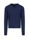 Drumohr Basic Sweater In Blue Cashmere Navy Tone V-neck