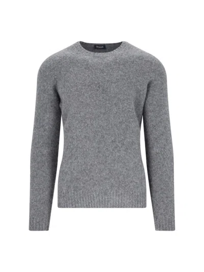 Drumohr Basic Sweater In Grey Wool Dark Shade In Gray