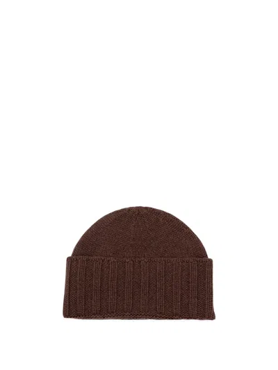 Drumohr Ribbed-knit Cashmere Beanie Hat In Brown